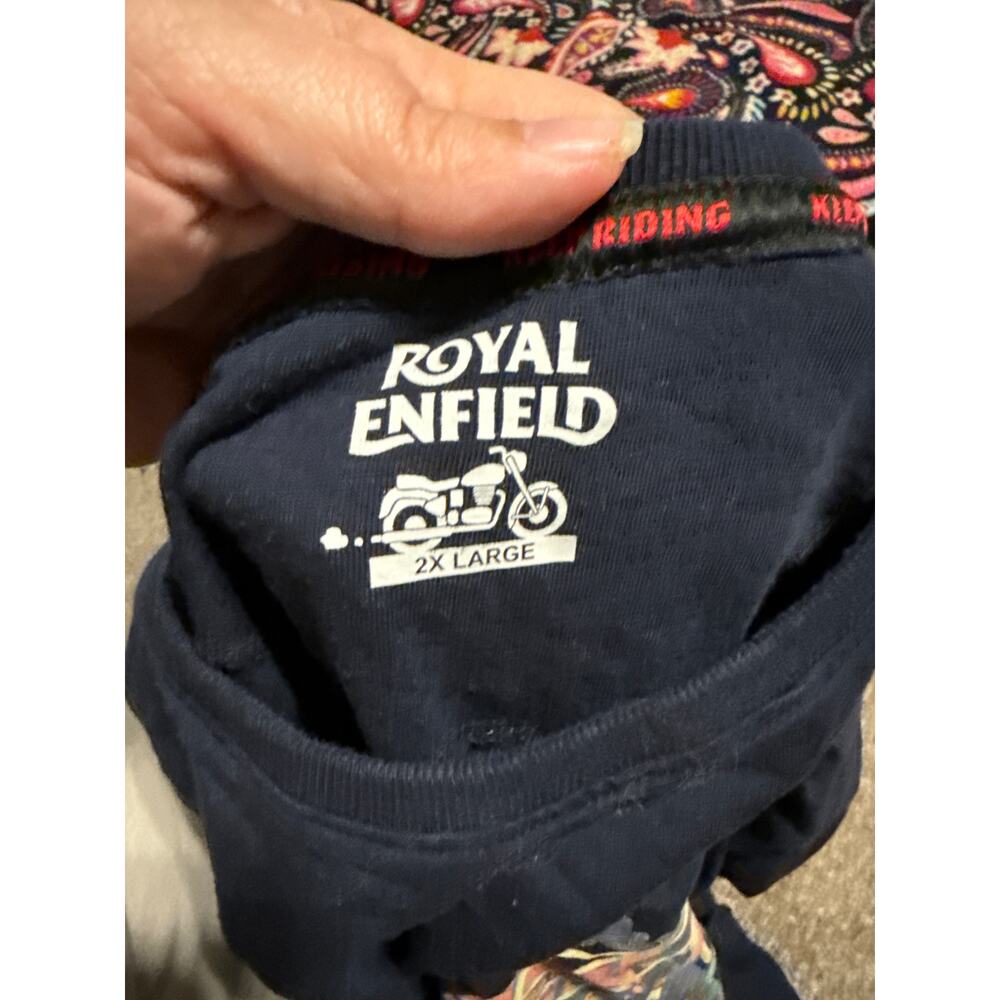 ROYAL ENFIELD Navy motorcycle oversized graphic Britsh tshirt 2X